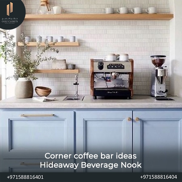 Corner coffee bar ideas: Hideaway Beverage Nook